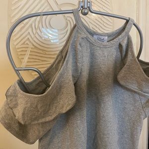 Cut Out Shoulder Top with Ruffle Detailing